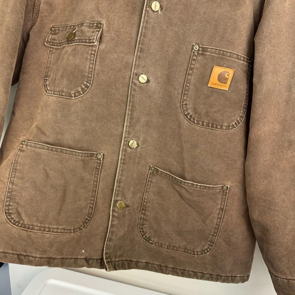Vintage Carhartt Blanket Lined Chore Barn Jacket C02CHT Coat Brown Sz Large - Picture 7 of 16